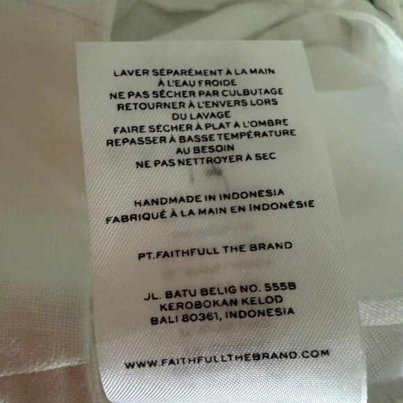 Faithfull the Brand Wide Leg Linen Pants White S - Picture 8 of 8